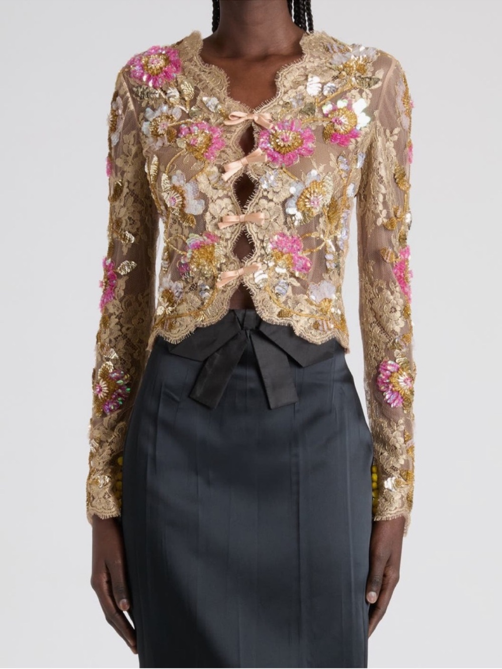 Valentino Embroidered Silk Lace Top